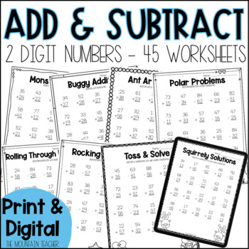 Two Digit Addition and Subtraction Worksheets With and Without ...