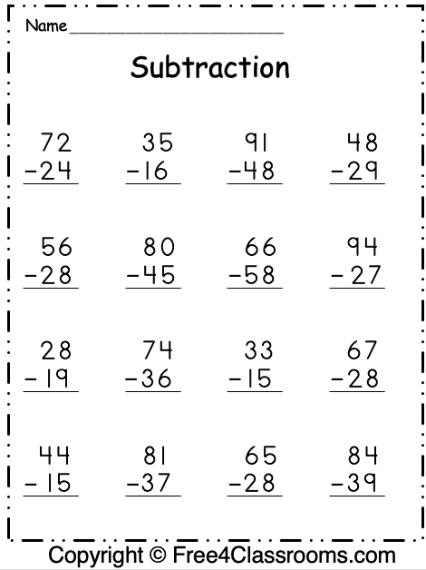 subtraction worksheet regrouping double