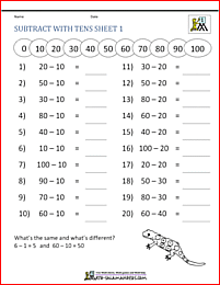 subtraction worksheet salamander