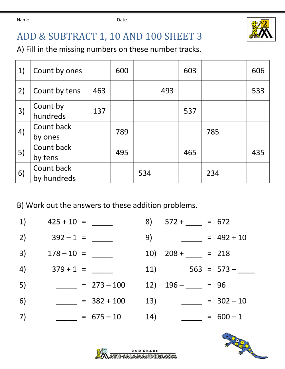 Printable Addition and Subtraction Worksheets