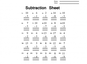 Simple Subtraction Worksheets