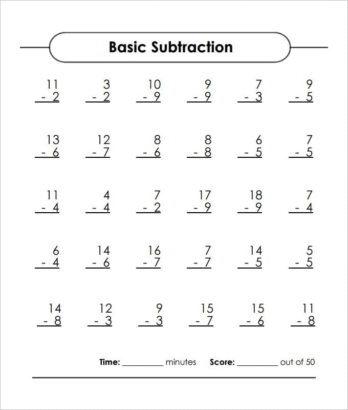 18 + Sample Addition And Subtraction Worksheets in PDF | Excel ...