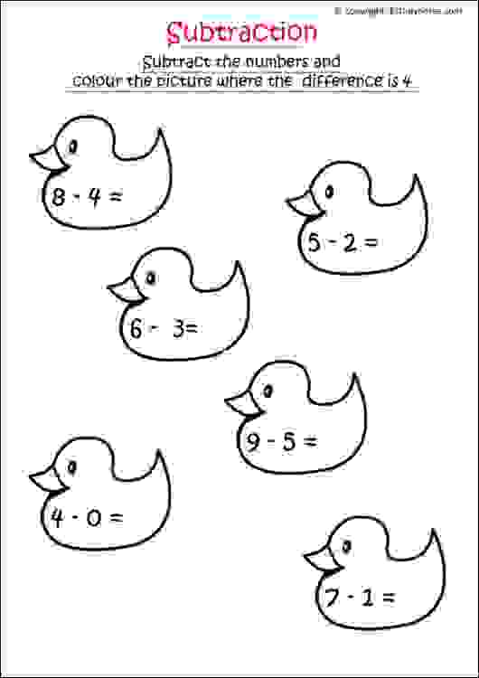 Single Digit Subtraction Worksheet 4