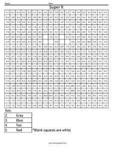 Super K- Basic Subtraction - Coloring Squared