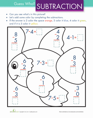 Color by Simple Subtraction | Worksheet 