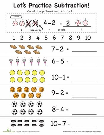 Lets Practice Subtraction 1 to 10! | Worksheet  ...