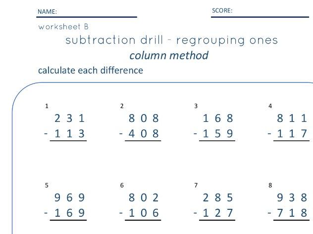 Three Digit Subtraction with and without regrouping | Teaching ...