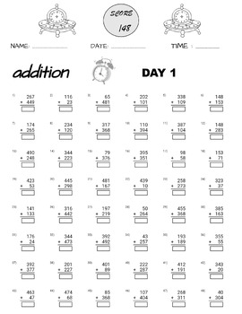 Addition and Subtraction Worksheets, 100 days of practice tests ...