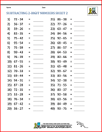 Third Grade Subtraction Worksheets