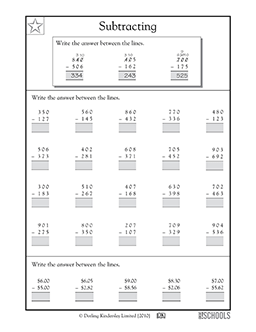 subtraction worksheet three digit numbers