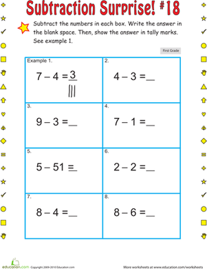 Subtraction Surprise #18 | Worksheet 