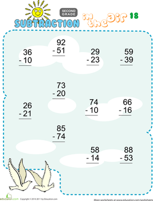 Subtraction in the Air #18 | Worksheet 