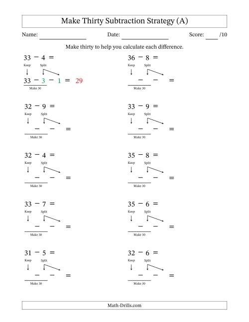 Make Thirty Subtraction Strategy (A)