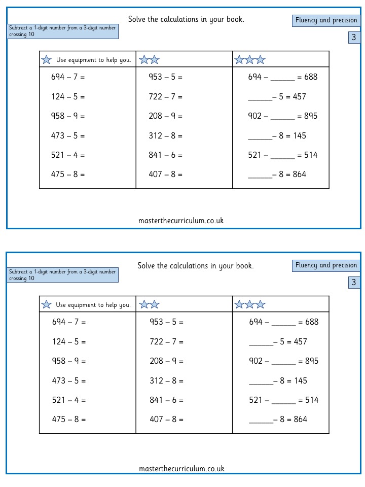 Year 3 - Week 1 Addition and Subtraction Editable Differentiated ...