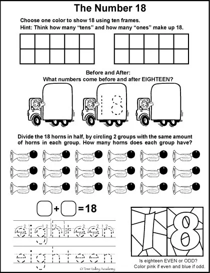 subtraction worksheet up to 18