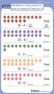 20  Subtraction with Pictures Up to 20 Worksheets Free Printable