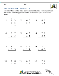 2 Digit Subtraction Worksheets