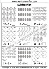 subtraction worksheet up to