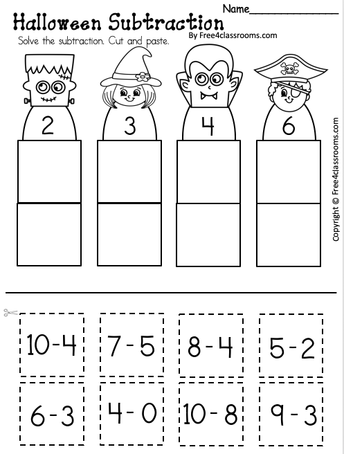 Free Halloween Subtraction Worksheet Up to 10 - Free Worksheets ...