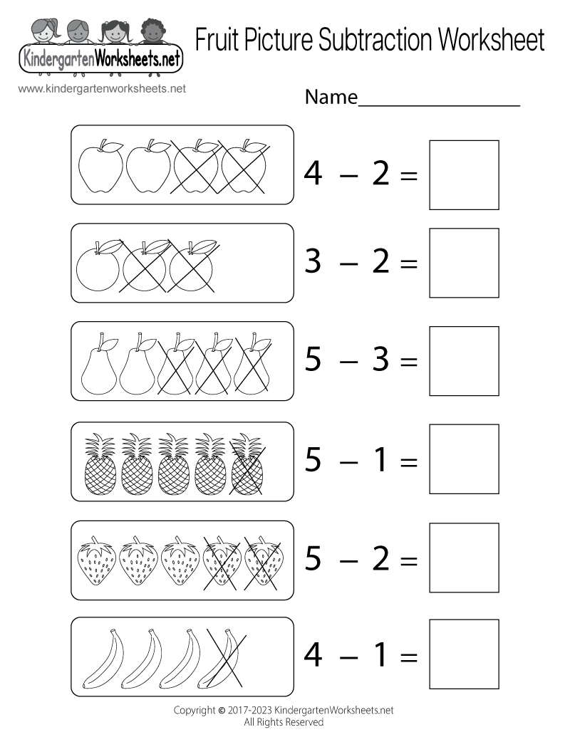 Fruit Picture Subtraction Worksheet - Free Printable, Digital, &  PDF