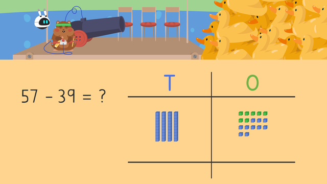 Subtracting Two-Digit Numbers Using Base Ten Blocks with Regrouping