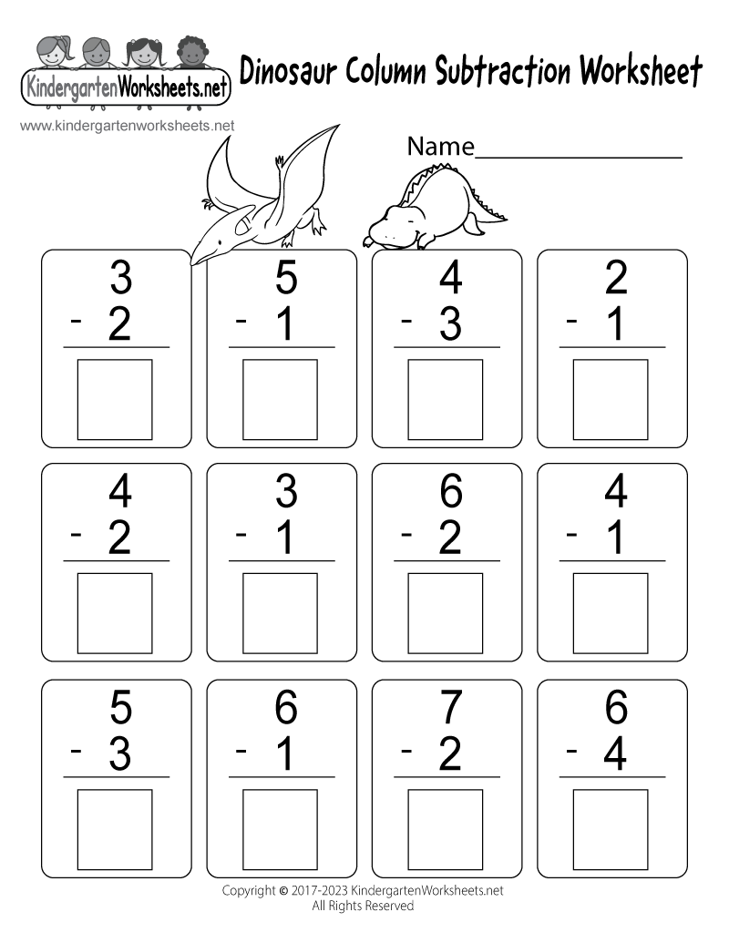 Dinosaur Column Subtraction Worksheet - Free Printable, Digital, &  PDF