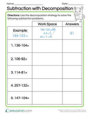 Subtraction with Decomposition | Worksheet 