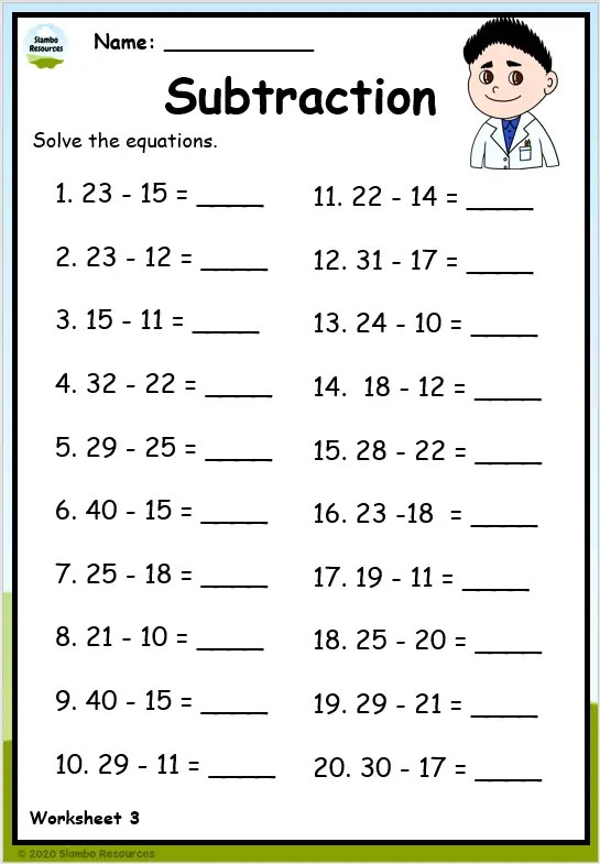 Grade 2 Subtraction Worksheets | Free Printables | Math Worksheets