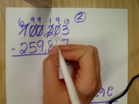 subtraction worksheet with borrowing and zeros