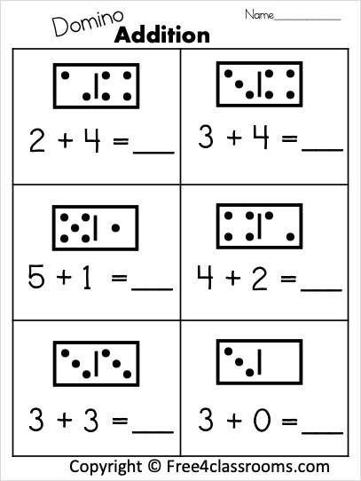 subtraction worksheet with dominoes