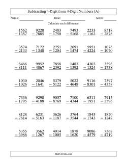 Subtraction Worksheets