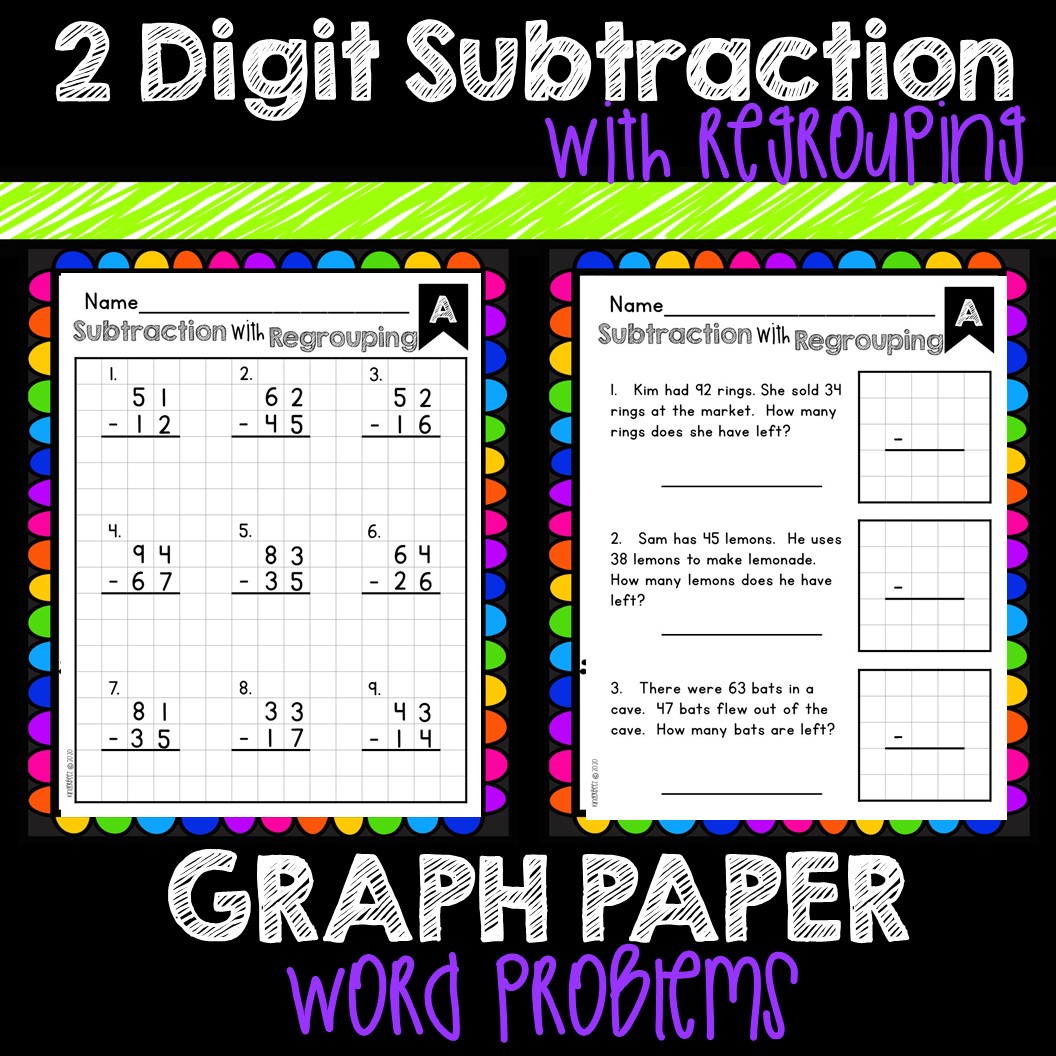 subtraction worksheet with graph paper
