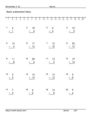 subtraction worksheet with manipulatives