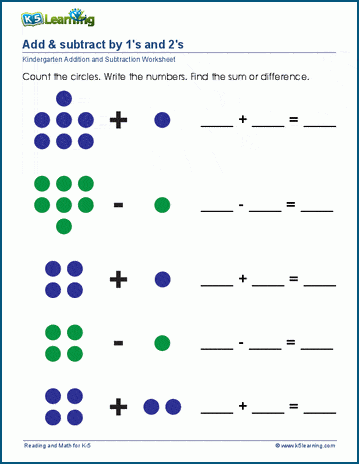 Add and subtract 1s and 2s worksheets | Worsheets library