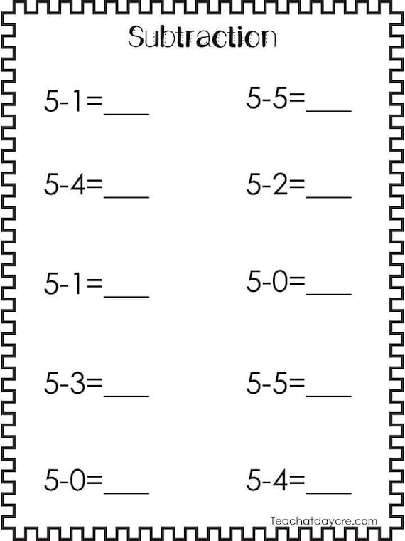 subtraction worksheet with pictures for first grade