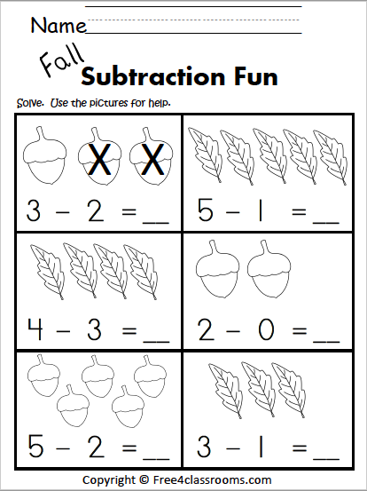 subtraction worksheet with pictures for