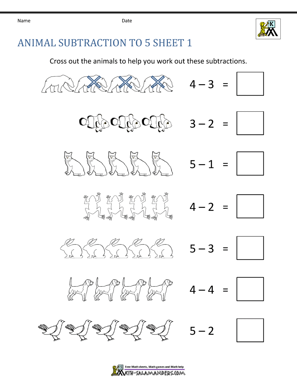 subtraction worksheet with pictures pdf