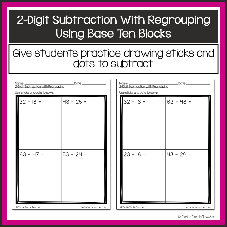 2-Digit Subtraction with Regrouping Using Base Ten Blocks - Classful