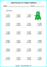 subtraction worksheet with regrouping 5 digit