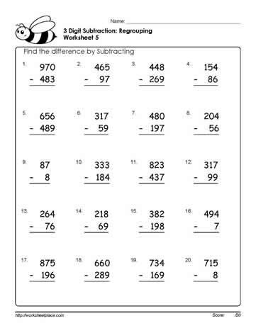 3 Digit Subtraction Worksheets-5