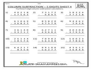 subtraction worksheet with regrouping 5