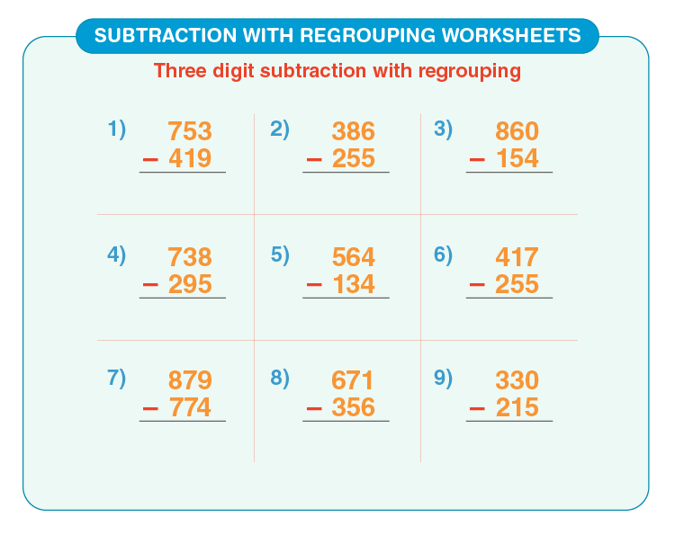 ThreeDigit Vertical Addition and Subtraction with Regrouping Worksheets Library