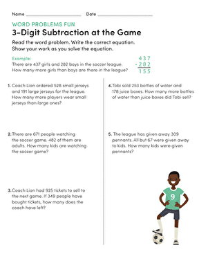 subtraction worksheet with regrouping word