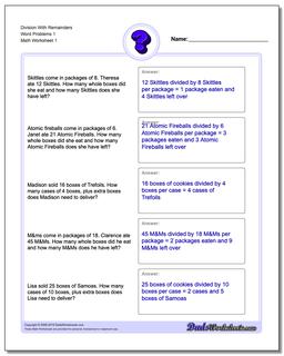 subtraction worksheet with remainders