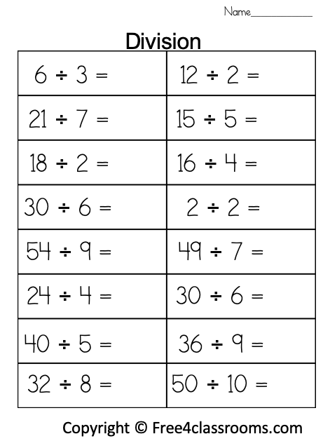 Free Division Worksheet - No Remainder - Free Worksheets ...