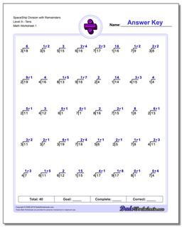 subtraction worksheet with remainders