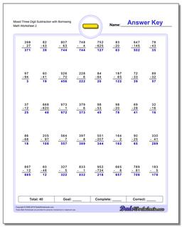 subtraction worksheet with renaming