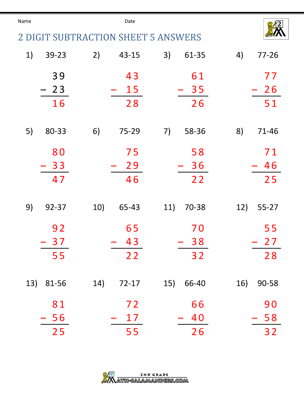 subtraction worksheet with some regrouping