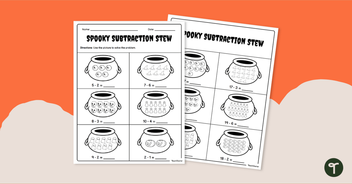 Subtraction Stew - Halloween Maths Worksheet | Teach Starter