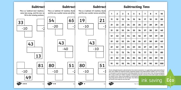 subtraction worksheet with tens and ones